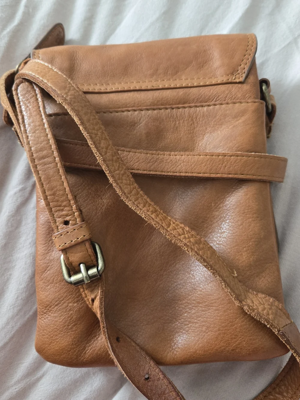 Oak & Tan Genuine Leather Crossbody Purse